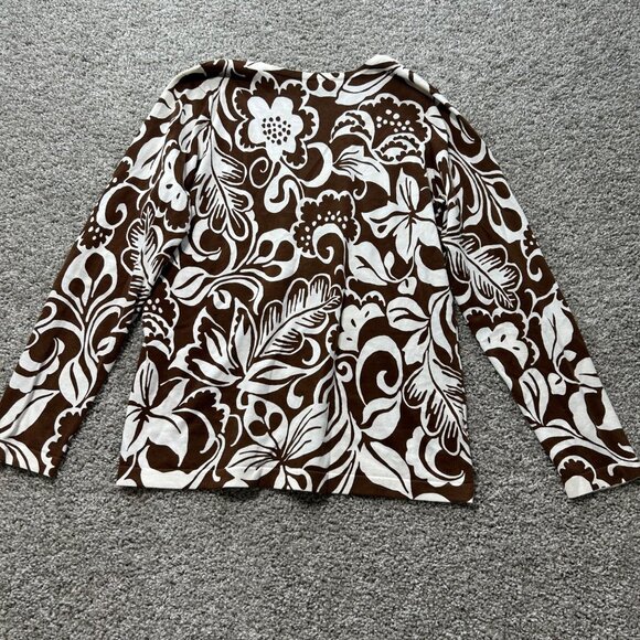 Tommy Bahama Women's Large Brown & White Floral Button Front Cardigan - Picture 5 of 9